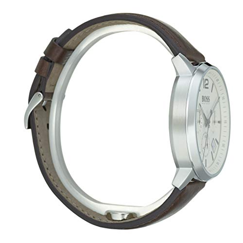  Shop Authentic Hugo Boss Attitude White Dial Brown Leather Strap Watch for Men - 1513609 - Luxxuri