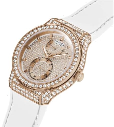  Shop Authentic Guess Sport Multifunction Crystals Rose Gold Dial White Rubber Strap Watch For Women - GW0439L3 - Luxxuri