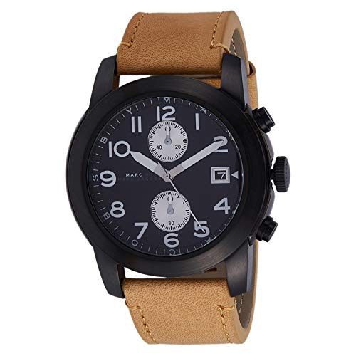  Shop Authentic Marc Jacobs Larry Chronograph Black Dial Brown Leather Strap Watch for Men - MBM5053 - Luxxuri
