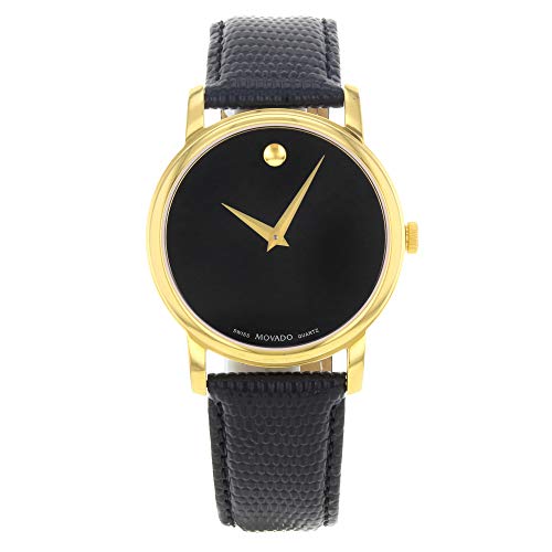  Shop Authentic Movado Museum Black Dial Black Leather Strap Watch For Men - 2100005 - Luxxuri