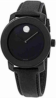  Shop Authentic Movado Bold Black Dial Black Leather Strap Watch for Women - 3600483 - Luxxuri