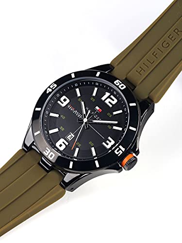  Shop Authentic Tommy Hilfiger Drew Black Dial Green Rubber Strap Watch for Men - 1791065 - Luxxuri
