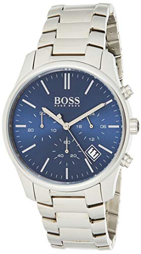  Shop Authentic Hugo Boss Commander Blue Dial Silver Steel Strap Watch for Men - 1513434 - Luxxuri