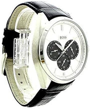  Shop Authentic Hugo Boss Casual Chronograph Silver Dial Black Leather Strap Watch For Men - HB1512880 - Luxxuri