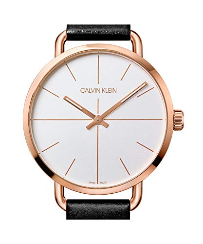  Shop Authentic Calvin Klein Even White Dial Black Leather Strap Watch for Women - K7B216C6 - Luxxuri