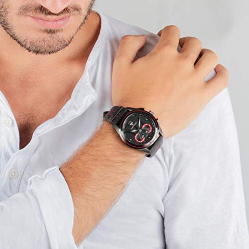 Shop Authentic Maserati Traguardo Chronograph Black Dial Black Leather Strap Watch for Men - R8871612023 - Luxxuri