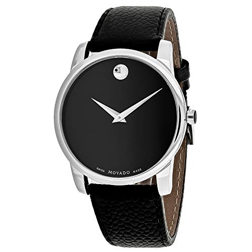  Shop Authentic Movado Museum Black Dial Black Leather Strap Watch For Men - 607012 - Luxxuri