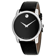  Shop Authentic Movado Museum Black Dial Black Leather Strap Watch For Men - 607012 - Luxxuri