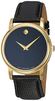  Shop Authentic Movado Museum Black Dial Black Leather Strap Watch For Men - 2100005 - Luxxuri
