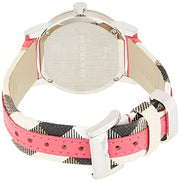  Shop Authentic Burberry The City White Dial Haymarket Pink Leather Strap Watch for Women - BU9149 - Luxxuri