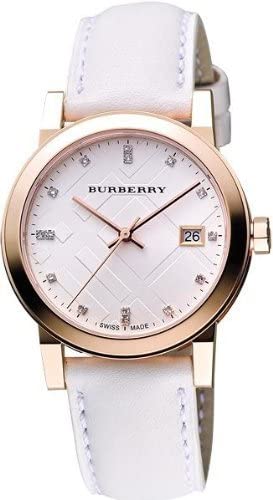  Shop Authentic Burberry The City Diamonds White Dial White Leather Strap Watch for Women - BU9130 - Luxxuri