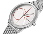  Shop Authentic Calvin Klein Minimal White Dial Silver Mesh Bracelet Watch for Men - K3M51152 - Luxxuri