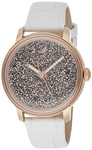  Shop Authentic Swarovski Crystalline Hours Quartz Grey Dial Black Leather Strap Watch for Women - 5344635 - Luxxuri