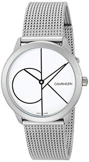  Shop Authentic Calvin Klein Minimal White Dial Silver Mesh Bracelet Watch for Women - K3M5215X - Luxxuri