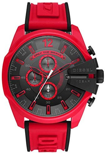  Shop Authentic Diesel Mega Chief Chronograph Black Dial Red Rubber Strap Watch For Men - DZ4526 - Luxxuri