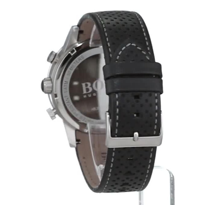  Shop Authentic Hugo Boss Rafale Chronograph Quartz Silver Dial Black Leather Strap Watch For Men - 1513403 - Luxxuri