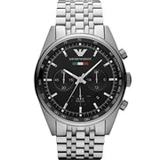  Shop Authentic Emporio Armani Team Italia Chronograph Black Dial Silver Steel Strap Watch For Men - AR5983 - Luxxuri