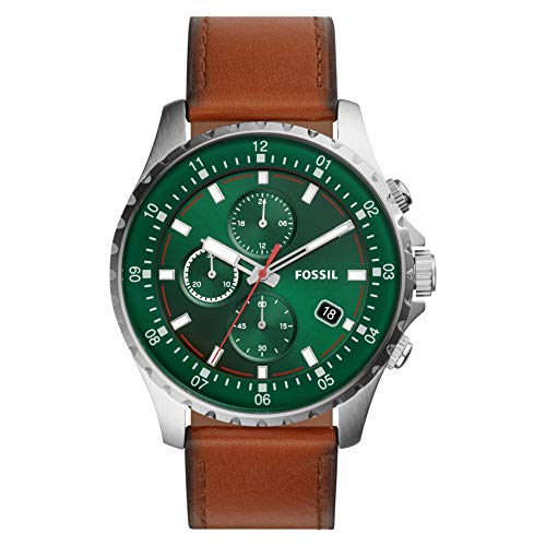  Shop Authentic Fossil Dillinger Luggage Chronograph Green Dial Brown Leather Strap Watch for Men - FS5734 - Luxxuri