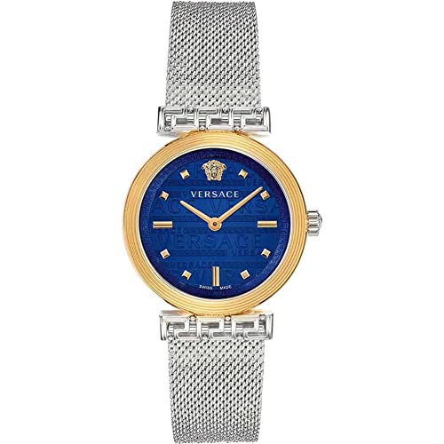  Shop Authentic Versace Meander Blue Dial Silver Mesh Bracelet Watch for Women - VELW00520 - Luxxuri