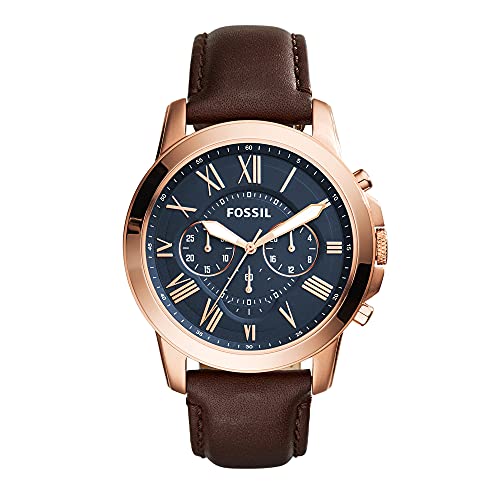  Shop Authentic Fossil Grant Chronograph Blue Dial Brown Leather Strap Watch for Men - FS5068 - Luxxuri