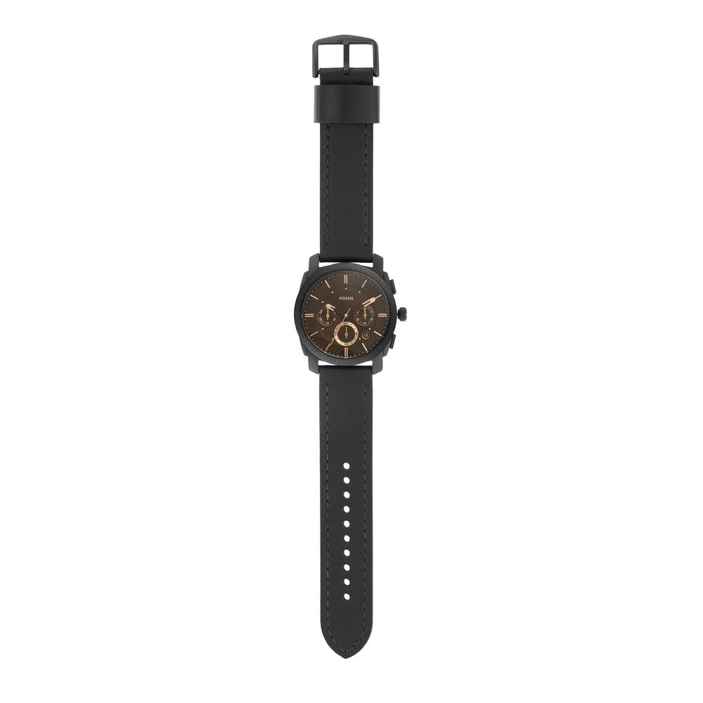  Shop Authentic Fossil Machine Chronograph Black Dial Black Leather Strap Watch for Men - FS5586 - Luxxuri