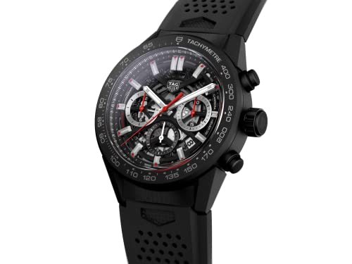  Shop Authentic Tag Heuer Carrera Automatic Chronograph Black Dial Black Rubber Strap Watch for Men - CBG2A90.FT6173 - Luxxuri