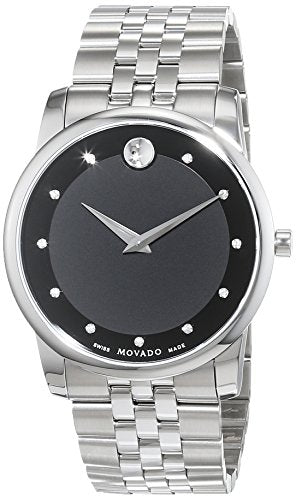  Shop Authentic Movado Museum Diamonds Black Dial Silver Steel Strap Watch For Men - 606878 - Luxxuri