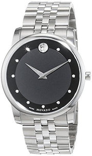 Shop Authentic Movado Museum Diamonds Black Dial Silver Steel Strap Watch For Men - 606878 - Luxxuri
