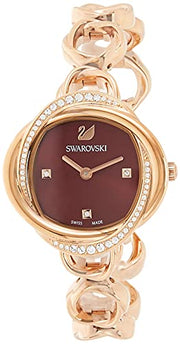  Shop Authentic Swarovski Crystal Flower Red Dial Rose Gold Steel Strap Watch for Women - 5552783 - Luxxuri