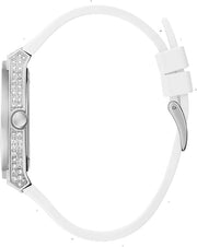  Shop Authentic Guess Princess Crystals Silver Dial White Silicone Strap Watch For Women - GW0439L1 - Luxxuri