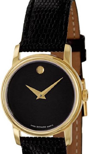  Shop Authentic Movado Museum Black Dial Black Leather Strap Watch For Women - 2100006 - Luxxuri