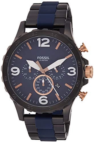  Shop Authentic Fossil Nate Chronograph Blue Dial Two Tone Steel Strap Watch for Men - JR1494 - Luxxuri