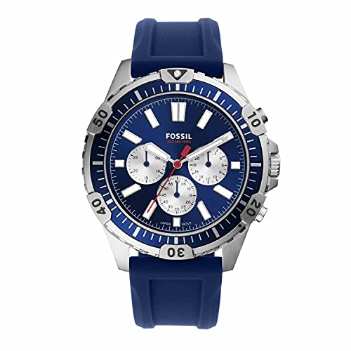  Shop Authentic Fossil Garrett Chronograph Blue Dial Blue Rubber Strap Watch for Men - FS5709 - Luxxuri