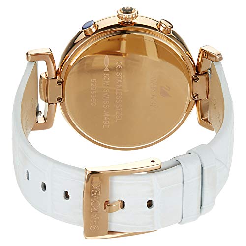  Shop Authentic Swarovski Era Journey Silver Dial White Leather Strap Watch for Women - 5295369 - Luxxuri