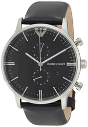  Shop Authentic Emporio Armani Gianni Chronograph Black Dial Black Leather Strap Watch For Men - AR0397 - Luxxuri