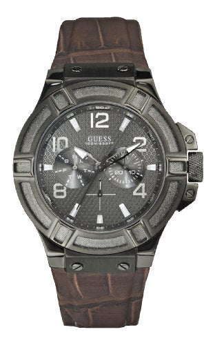  Shop Authentic Guess Rigor Analog Quartz Black Dial Brown Leather Strap Watch For Men - W0040G2 - Luxxuri