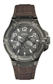  Shop Authentic Guess Rigor Analog Quartz Black Dial Brown Leather Strap Watch For Men - W0040G2 - Luxxuri