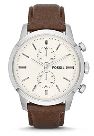  Shop Authentic Fossil Townsman Chronograph White Dial Brown Leather Strap Watch for Men - FS5350 - Luxxuri