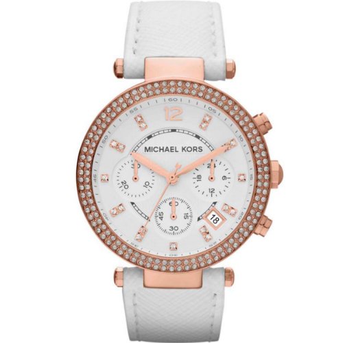  Shop Authentic Michael Kors Parker White Diamonds Dial White Leather Strap Watch for Women - MK2281 - Luxxuri