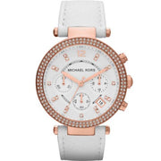  Shop Authentic Michael Kors Parker White Diamonds Dial White Leather Strap Watch for Women - MK2281 - Luxxuri