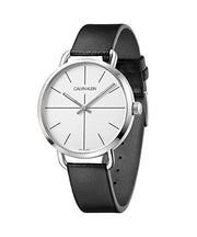  Shop Authentic Calvin Klein Even Silver Dial Black Leather Strap Watch for Men - K7B211CY - Luxxuri
