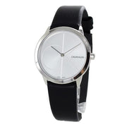  Shop Authentic Calvin Klein Minimal Silver Dial Black Leather Strap Watch for Men - K3M221CY - Luxxuri