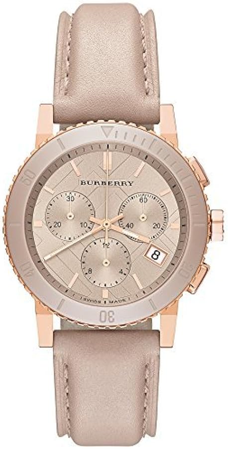  Shop Authentic Burberry The City Chronograph Rose Gold Dial Beige Leather Strap Watch For Women - BU9702 - Luxxuri