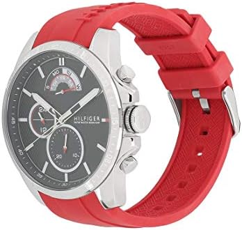  Shop Authentic Tommy Hilfiger Decker Quartz Black Dial Red Rubber Strap Watch for Men - 1791351 - Luxxuri