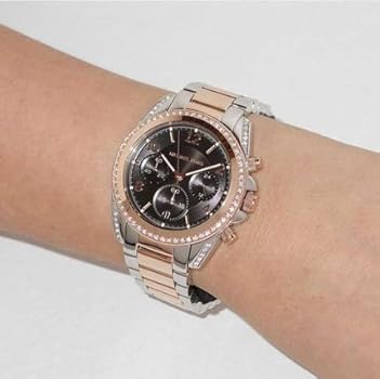  Shop Authentic Michael Kors Blair Chronograph Black Dial Two Tone Steel Strap Watch For Women - MK6093 - Luxxuri