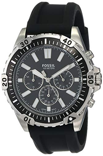  Shop Authentic Fossil Garrett Chronograph Black Dial Black Rubber Strap Watch for Men - FS5624 - Luxxuri