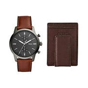  Shop Authentic Fossil Townsman Chronograph Gray Dial Brown Leather Strap Watch for Men - FS5522 - Luxxuri