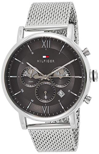  Shop Authentic Tommy Hilfiger Evan Grey Dial Silver Mesh Bracelet Watch for Men - 1710396 - Luxxuri