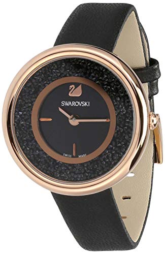  Shop Authentic Swarovski Crystalline Pure Black Dial Black Leather Strap Watch for Women - 5275043 - Luxxuri