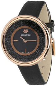  Shop Authentic Swarovski Crystalline Pure Black Dial Black Leather Strap Watch for Women - 5275043 - Luxxuri